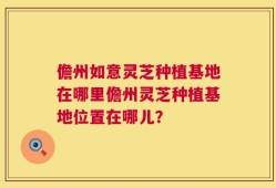 儋州如意灵芝种植基地在哪里儋州灵芝种植基地位置在哪儿？