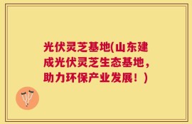 光伏灵芝基地(山东建成光伏灵芝生态基地，助力环保产业发展！)