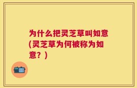为什么把灵芝草叫如意(灵芝草为何被称为如意？)