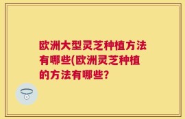 欧洲大型灵芝种植方法有哪些(欧洲灵芝种植的方法有哪些？