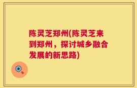 陈灵芝郑州(陈灵芝来到郑州，探讨城乡融合发展的新思路)
