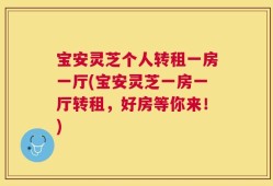宝安灵芝个人转租一房一厅(宝安灵芝一房一厅转租，好房等你来！)