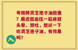 粤微牌灵芝孢子油胶囊？最近低血压一起床就头晕、想吐，想试一下吃灵芝孢子油，有效果吗？