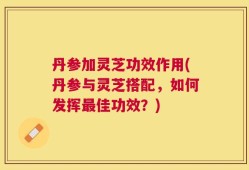 丹参加灵芝功效作用(丹参与灵芝搭配，如何发挥最佳功效？)