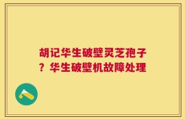 胡记华生破壁灵芝孢子？华生破壁机故障处理