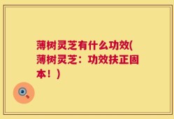 薄树灵芝有什么功效(薄树灵芝：功效扶正固本！)