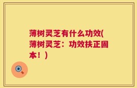 薄树灵芝有什么功效(薄树灵芝：功效扶正固本！)