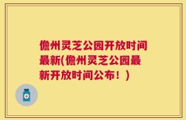 儋州灵芝公园开放时间最新(儋州灵芝公园最新开放时间公布！)