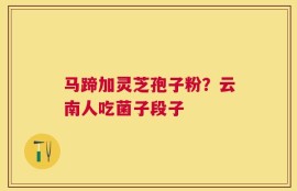 马蹄加灵芝孢子粉？云南人吃菌子段子