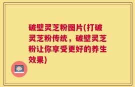破壁灵芝粉图片(打破灵芝粉传统，破壁灵芝粉让你享受更好的养生效果)