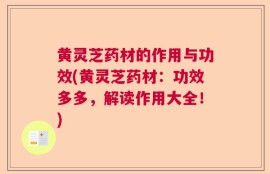 黄灵芝药材的作用与功效(黄灵芝药材：功效多多，解读作用大全！)