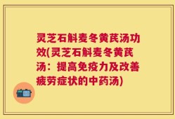 灵芝石斛麦冬黄芪汤功效(灵芝石斛麦冬黄芪汤：提高免疫力及改善疲劳症状的中药汤)