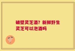 破壁灵芝酒？新鲜野生灵芝可以泡酒吗