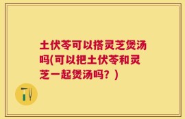 土伏苓可以搭灵芝煲汤吗(可以把土伏苓和灵芝一起煲汤吗？)