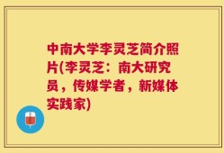 中南大学李灵芝简介照片(李灵芝：南大研究员，传媒学者，新媒体实践家)