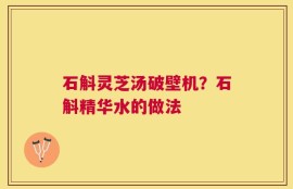 石斛灵芝汤破壁机？石斛精华水的做法