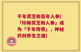 千年灵芝和百年人参(「珍稀灵芝和人参」成为「千年传奇」，神秘药材养生之道)