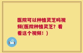 医院可以种植灵芝吗视频(医院种植灵芝？看看这个视频！)