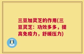 三豆加灵芝的作用(三豆灵芝：功效多多，提高免疫力，舒缓压力)