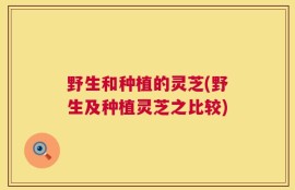 野生和种植的灵芝(野生及种植灵芝之比较)