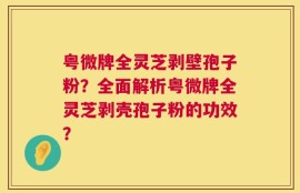 粤微牌全灵芝剥壁孢子粉？全面解析粤微牌全灵芝剥壳孢子粉的功效？