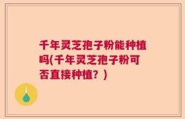 千年灵芝孢子粉能种植吗(千年灵芝孢子粉可否直接种植？)