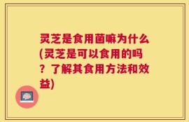 灵芝是食用菌嘛为什么(灵芝是可以食用的吗？了解其食用方法和效益)