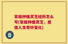 家庭种植灵芝经历怎么写(家庭种植灵芝，感悟人生奇妙变化)