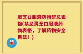 灵芝口服液药物禁忌表格(禁忌灵芝口服液药物表格，了解药物安全用法！)