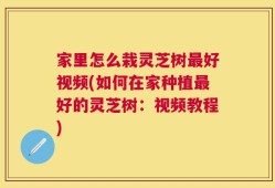家里怎么栽灵芝树最好视频(如何在家种植最好的灵芝树：视频教程)