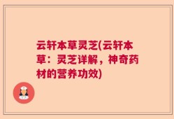 云轩本草灵芝(云轩本草：灵芝详解，神奇药材的营养功效)