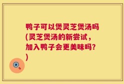 鸭子可以煲灵芝煲汤吗(灵芝煲汤的新尝试，加入鸭子会更美味吗？)