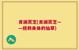 青澜灵芝(青澜灵芝——拯救身体的仙草)