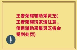 王者荣耀辅助采灵芝(王者荣耀玩家请注意，使用辅助采集灵芝将会受到处罚)