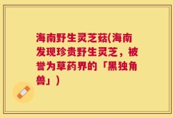 海南野生灵芝菇(海南发现珍贵野生灵芝，被誉为草药界的「黑独角兽」)