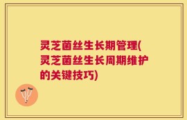 灵芝菌丝生长期管理(灵芝菌丝生长周期维护的关键技巧)