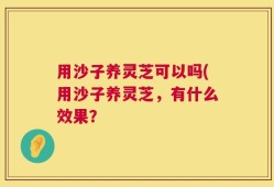 用沙子养灵芝可以吗(用沙子养灵芝，有什么效果？