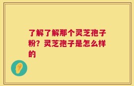了解了解那个灵芝孢子粉？灵芝孢子是怎么样的