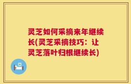 灵芝如何采摘来年继续长(灵芝采摘技巧：让灵芝落叶归根继续长)