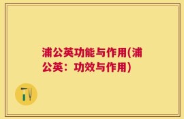 浦公英功能与作用(浦公英：功效与作用)