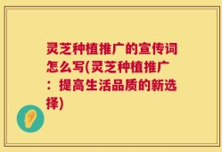 灵芝种植推广的宣传词怎么写(灵芝种植推广：提高生活品质的新选择)