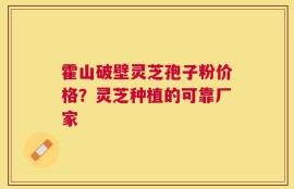 霍山破壁灵芝孢子粉价格？灵芝种植的可靠厂家