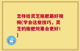 怎样给灵芝施肥最好视频(学会这些技巧，灵芝的施肥效果会更好！)