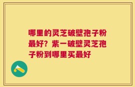 哪里的灵芝破壁孢子粉最好？紫一破壁灵芝孢子粉到哪里买最好