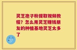 灵芝孢子粉提取视频教程？怎么用灵芝赚钱朋友的种植基地灵芝太多了