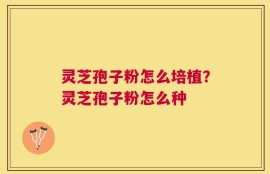 灵芝孢子粉怎么培植？灵芝孢子粉怎么种
