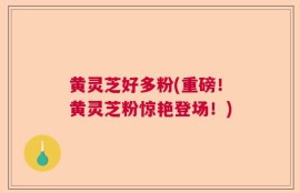 黄灵芝好多粉(重磅！黄灵芝粉惊艳登场！)