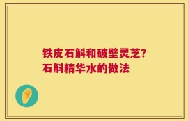 铁皮石斛和破壁灵芝？石斛精华水的做法