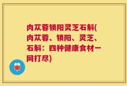 肉苁蓉锁阳灵芝石斛(肉苁蓉、锁阳、灵芝、石斛：四种健康食材一网打尽)