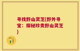 寻找野山灵芝(野外寻宝：探秘珍贵野山灵芝)